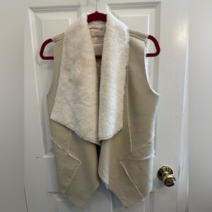 Faux leather and fur ivory vest